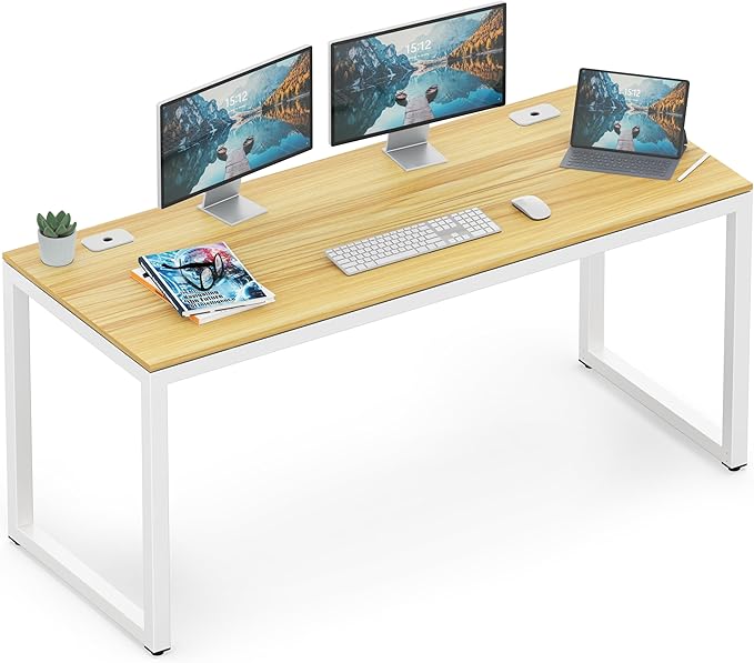 SHW 55-Inch Commercial-Grade Office Computer Desk, Oak