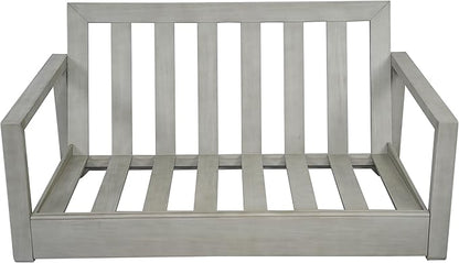 Christopher Knight Home Rammus 2 Pieces Outdoor Conversation Set, Acacia Wood Chat Set, Rectangular Coffee Table and Patio Loveseat Sofa, Slat Design Patio Furniture Set for Garden, Beige + Light Grey