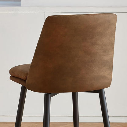 Coffee Counter Height Bar Stools Set of 2, 26 Inch Seat Height with Back and Metal Legs, 360° Swivel Upholstered Faux Leather Swivel Bar Stools