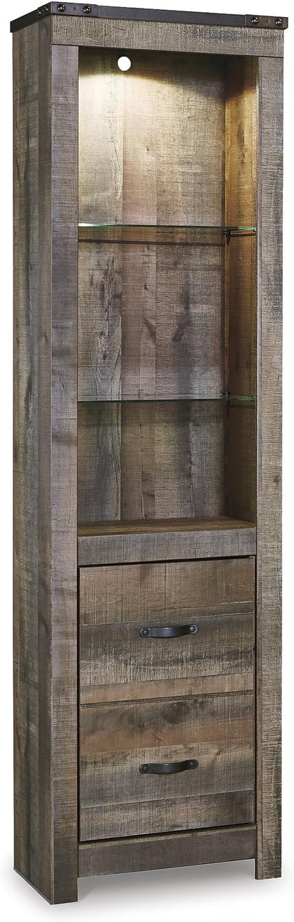 Signature Design by Ashley Trinell Urbanology 4-Piece Entertainment Center for TVs up to 72" with Electric Fireplace, LED Lighting and Adjustable Temperature, Dark Brown