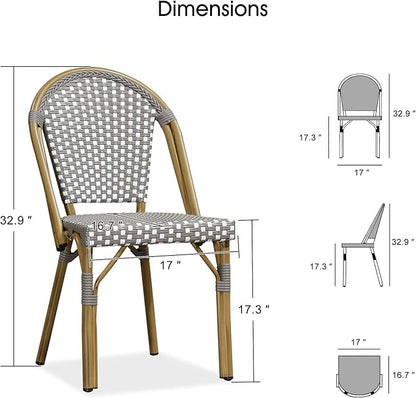 PURPLE LEAF 9 Pieces Outdoor Dining Set Patio Furniture Set with Large Aluminum Table and French Bistro Chairs for Garden Backyard Gray Patio Dining Set