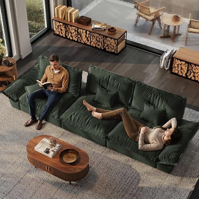 POVISON Oversized Modular Sectional Sailboat Sofa for Living Room with Adjustable Backrest Sectional Couches Large Deep Sofa Set 4 Seats Big Comfy Cloud Couch for House Office