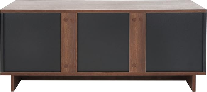 SAFAVIEH Merrick TV Stand for up to 45" Flatscreen – Walnut & Black, Open Shelf for Small Spaces & Apartments, Entertainment Media Console (MED9302A)