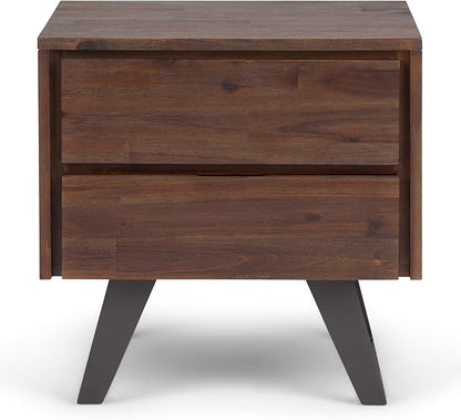 SIMPLIHOME Lowry SOLID ACACIA WOOD and Metal 22 inch Wide Square Modern Industrial Side Table in Distressed Charcoal Brown for the Living Room and Bedroom