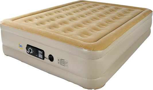 Serta Raised Air Mattress with Never Flat Pump | Luxury Inflatable Mattress with Built in Air Pump to Ensure a Good Night’s Rest | Heavy Duty Blow Up Mattress with Self Inflating Pump