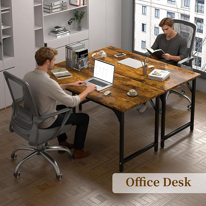 47'' Computer Desk with Deeper Desktop, Home Office Desk Workstation with Sturdy Metal Frame, Modern Simple Desk for Gaming Studying Writing,Rustic Brown