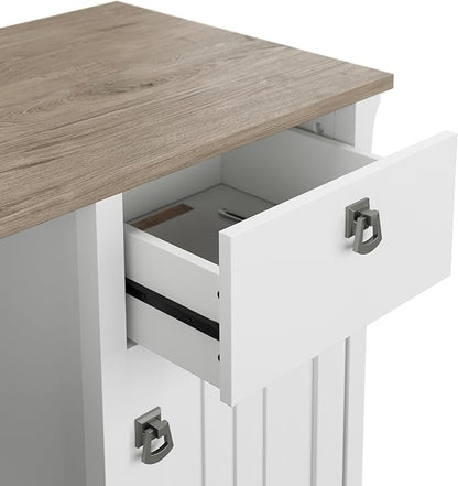 Bush Furniture Salinas Computer Desk with Hutch | Study Table with Drawers, Cabinets & Pullout Keyboard/Laptop Tray | Modern Home Office Desk in Pure White and Shiplap Gray | Work Desk with Storage