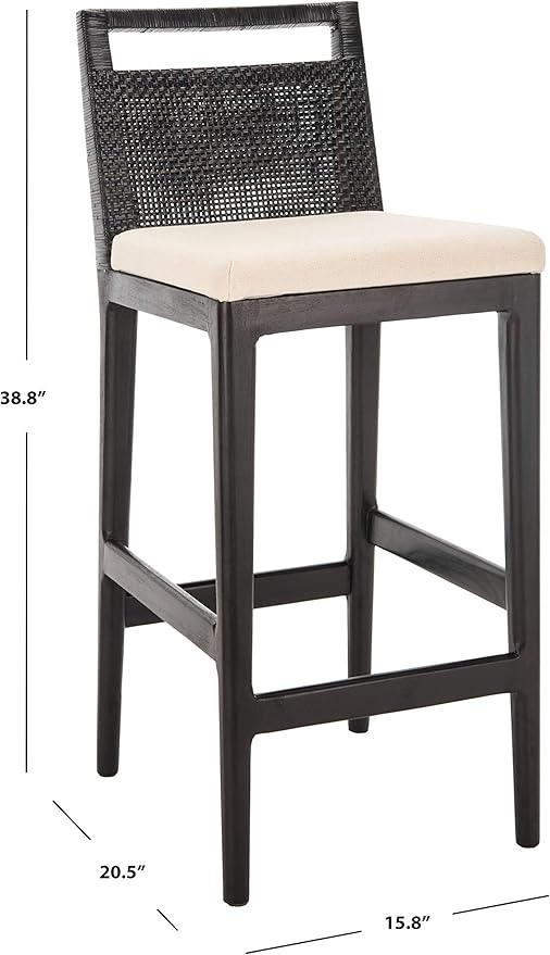 SAFAVIEH Darin Barstool, Black/White