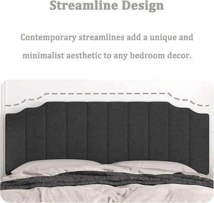 King Size Headboard Only, Linen Wall Mounted Headboard King for Adjustable Bed Modern Upholstered Head Board Easy Assembly, Dark Gray