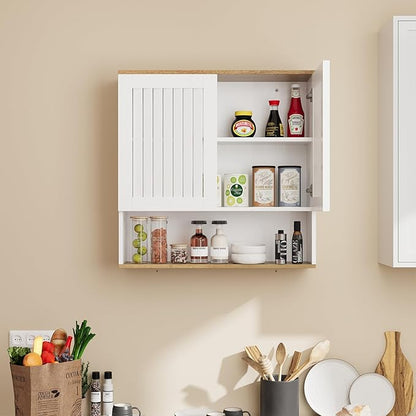 Bathroom Wall Cabinet, Medicine Cabinet with Louvered Doors & Adjustable Shelf, Over The Toilet Storage Cabinet for Laundry Room & Kitchen & Living Room