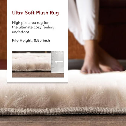 nuLOOM 6' x 9' Cozy Plush Area Rug, Machine Washable, Non-Slip, Soft Fluffy Shag Carpet for Living Room Bedroom Kids Room Nursery Home Decor, Nia White