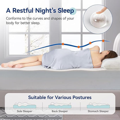 Amazon Basics Memory Foam Mattress, Medium Firm, 12 Inch, Twin, White/Grey