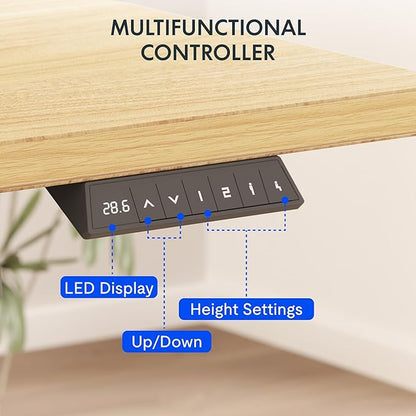 FLEXISPOT EN2 Whole-Piece Standing Desk with Clamp Power Strip, 55 x 28 Electric Stand Up Height Adjustable Desk with Cable Management (Gray Frame + 55" Maple Top, 2 Packages)