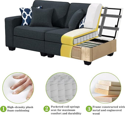 Legend Vansen Modular Sectional Sofa U Shaped Couch with Ottoman Modern Reversible Corner Sectional Couch for Living Room (Charcoal, U Shaped Sofa-3)