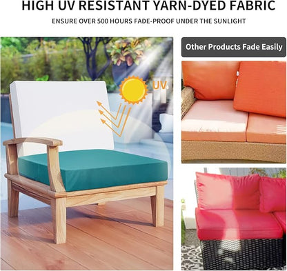 Easy-Going Waterproof Patio Cushion Covers 20x18x4 inch 4 Pack Replacement Non-Slip Outdoor Seat Cushion Slipcover with Zipper. Teal
