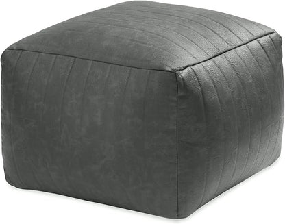 Anji Mountain 100% Handmade & Handcrafted Comfortable Home Décor Pouf Ottoman Footrest for Living Room, Bedroom, Nursery, Kidsroom, Patio Furniture - (22" x 22" x 16" - Gray)