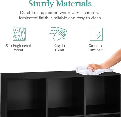 Best Choice Products 6-Cube Storage Organizer, 13.5in Shelf Opening, Bookcase, Display Shelf, Customizable w/ 3 Removable Back Panels – Black