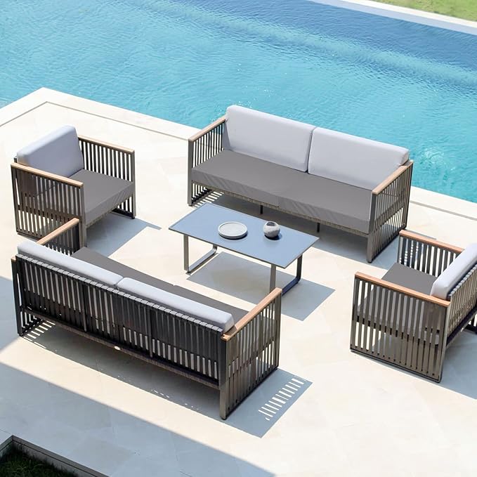 Easy-Going Waterproof Patio Cushion Covers 24x24x4 inch 2 Pack Replacement Non-Slip Outdoor Seat Cushion Slipcover with Zipper. Gray