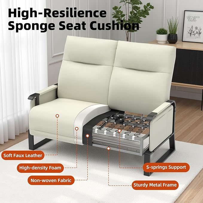 Modular Cloud Sectional Couches for Living Room, Faux Leather Loveseat & Accent Chairs Set of 2, Upholstered Sectional Sofa Set for Office, Beige
