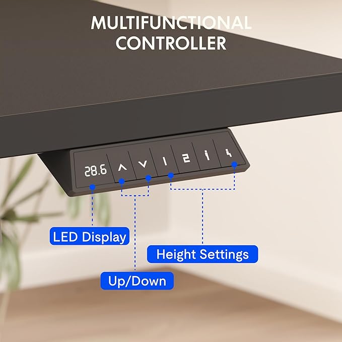 FLEXISPOT EN2 Whole-Piece Standing Desk with Clamp Power Strip, 55 x 28” Electric Stand Up Height Adjustable Desk with Cable Management (Black Frame + 55" Black Top, 2 Packages)