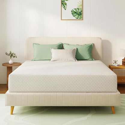 Queen Mattress 12 Inch Green Tea Memory Foam Mattress for Cool Sleep & Pressure Relief, Medium Feel Support,Fiberglass Free, Bed in a Box, Removable Washable Cover, CertiPUR-US Certified