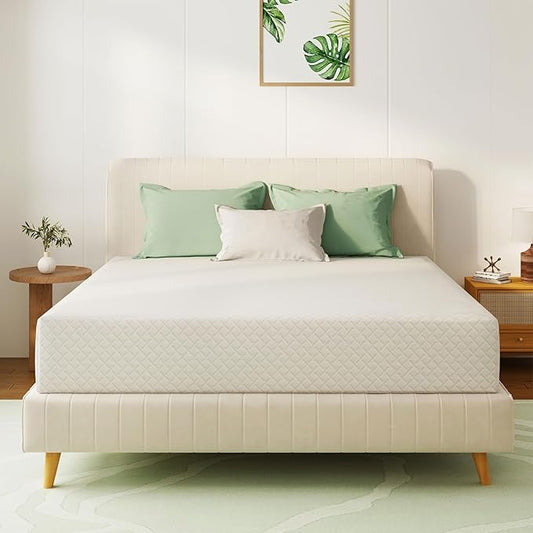 Queen Mattress 12 Inch Green Tea Memory Foam Mattress for Cool Sleep & Pressure Relief, Medium Feel Support,Fiberglass Free, Bed in a Box, Removable Washable Cover, CertiPUR-US Certified