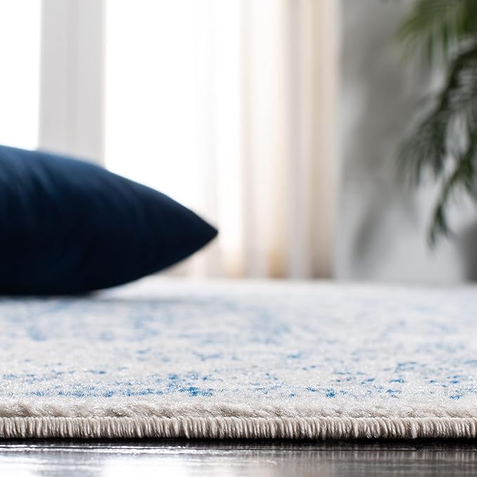 SAFAVIEH Evoke Collection 4' x 6' Ivory / Navy EVK256N Oriental Distressed Non-Shedding Living Room Bedroom Accent Rug