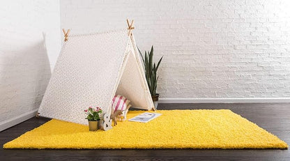 Unique Loom Solid Shag Collection Area Rug (5' 1" x 8' Rectangle, Tuscan Sun Yellow)