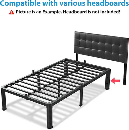 14 Inch Twin XL Bed Frame, 3500Lbs Heavy Duty Metal Platform with Round Corner Legs Mattress Slide Stopper, Steel Slat Support No Box Spring Needed, Noise Free, Non-Slip, Easy Assembly