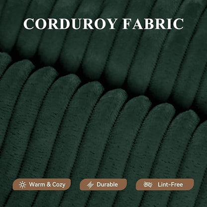 Modular Sectional Sofa with L-Shape Chaise,Cloud Sectional Modern Sleeper Couch with Deep Seat,Sponge Compression Sofas No Assembly Required (Green-Corduroy Fabric) 1PCS