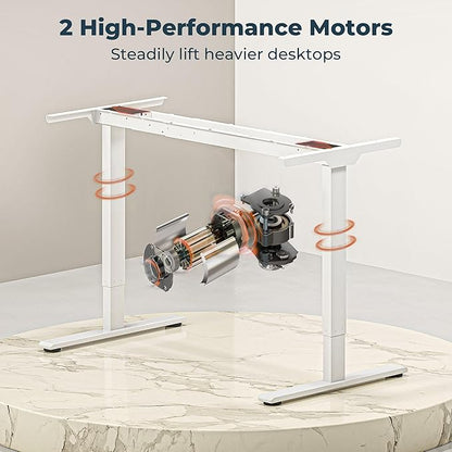 Dual Motor Standing Desk, Large Stand Up Desks, 79x31 Inches Electric Sit Stand Desk, 4 Memory Preset Adjustable Height Home Office Desks(White)