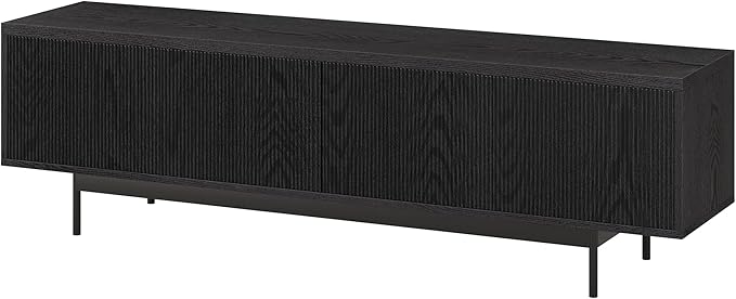 Henn&Hart Rectangular TV Stand for TV's up to 75" in Natural Black, for Home, Living Room, Bedroom, Entertainment Room, Office