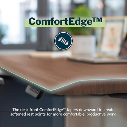 Vari ComfortEdge 40x26 Inch Adjustable Standing Desk – Small Electric Sit Stand VariDesk for Apartment, Bedroom, or Home Office + Beveled Edge, Tool-Free Assembly (Walnut)