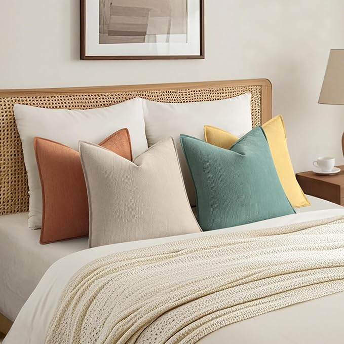 ZWJD Throw Pillow Covers 20x20 Set of 4 Chenille Pillow Covers with Elegant Design Soft and Luxurious Decorative Throw Pillows for Couch, Bed, and Home Decor