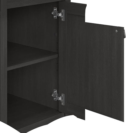 Bush Furniture Salinas Computer Desk with Hutch | Study Table with Drawers, Cabinets & Pullout Keyboard/Laptop Tray | Modern Home Office Desk in Vintage Black | Work Desk with Storage