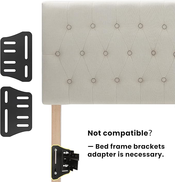 Kingfun Headboards for King Size Bed in Modern Button Design, Premium Linen Fabric Upholstered Tufted Bed Headboard, Adjustable Solid Wood Head Board, Beige