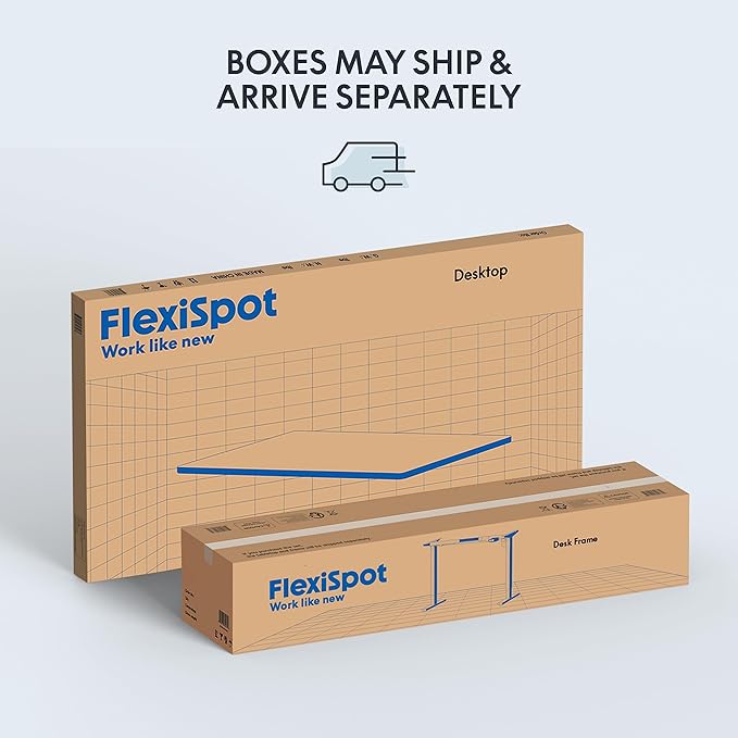 FLEXISPOT EN1 One-Piece Standing Desk 55 x 28 Inches Stand Up Desk Workstation Home Office Computer Height Adjustable Desk (White Frame + Marble Gray Top, 2 Packages)