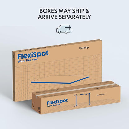 FLEXISPOT EN1 One-Piece Standing Desk 48 x 24 Inches Height Adjustable Electric Desk Sit Stand Desk Home Office Desks (White Frame + Marble Gray Top, 2 Packages)