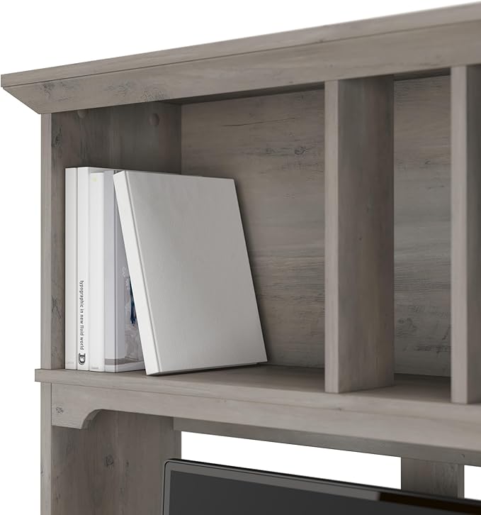Bush Furniture Salinas Computer Desk with Hutch | Study Table with Drawers, Cabinets & Pullout Keyboard/Laptop Tray | Modern Home Office Desk in Driftwood Gray | Work Desk with Storage