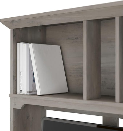 Bush Furniture Salinas Computer Desk with Hutch | Study Table with Drawers, Cabinets & Pullout Keyboard/Laptop Tray | Modern Home Office Desk in Driftwood Gray | Work Desk with Storage