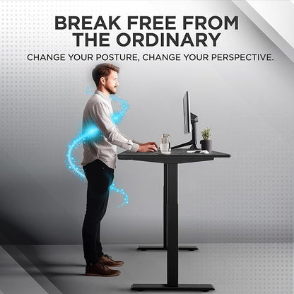 Rise Up Electric Standing Desk Adjustable Height 24-49" Dual Motor One Piece 60x30 Bamboo Large Standing Desk, Sit Stand Desk Rising Desk Home Office