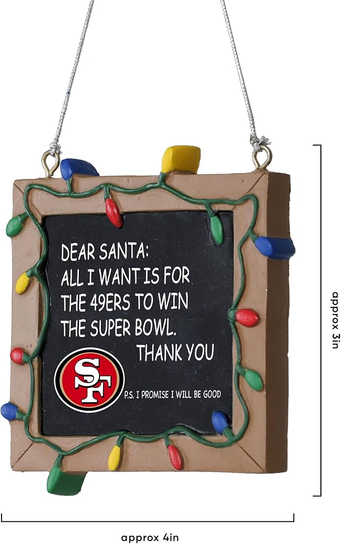 NFL Resin Holiday Christmas Chalkboard Sign Ornament
