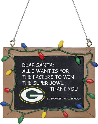 NFL Resin Holiday Christmas Chalkboard Sign Ornament