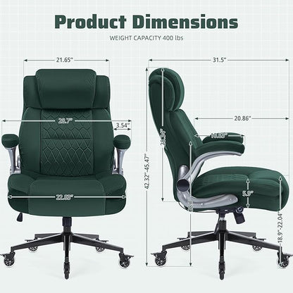 Large High Back Office Chair with Flip Arms- Executive Desk Chair with Locking Wheels, Adjustable Lumbar Support, Ergonomic Breathable Fabric Computer Chair Prevents Cats Scratching