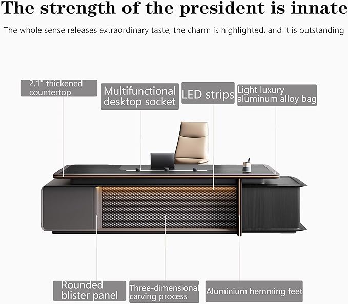 Modern Executive Desk, 94.5 inch L Shaped Desk with Storage, L Shape Corner Desk Drawers and Lockable Storage No Installation Required Without Display Racks and Bookshelves