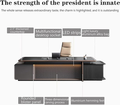 Modern Executive Desk, 94.5 inch L Shaped Desk with Storage, L Shape Corner Desk Drawers and Lockable Storage No Installation Required Without Display Racks and Bookshelves