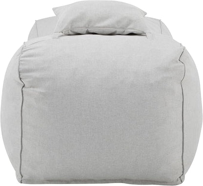 Christopher Knight Home Morton Outdoor Bean Bag Chair, Fabric Bean Bag Chair for Adults and Kids, Indoor/Outdoor Sun Lounger with Headrest, Patio Chaise Lounge Chair, Light Gray