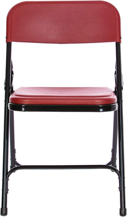 OEF Furnishings OEF800 Series Premium Heavy-Duty Plastic Folding Chairs, Lightweight, Durable Seating for Indoor and Outdoor Use, 500 lb Capacity (4-Pack, Red Plastic with Black Frame)