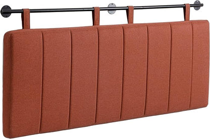 UEV King Headboard Only, Wall Mounted Hanging Upholstered Bed Head Board, Modern Vertical Channel Design of Fine Linen, Elegant Orange Fluted Headboard for Bedroom (Orange, King Size)
