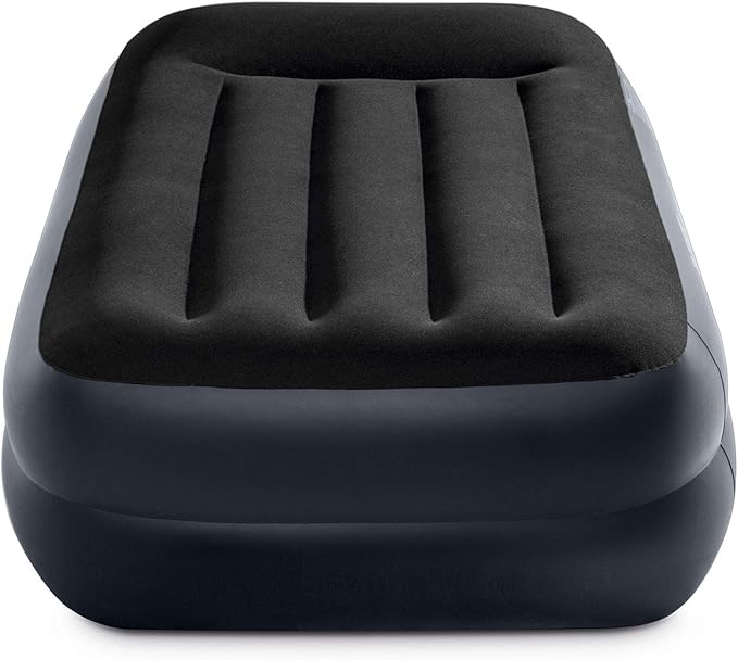 Intex Raised Airbed Mattress with Built-in Pump, Dura-Beam Plus Pillow, Twin - Portable Inflatable Luxury Blow-Up Bed for Adults, Camping, Guests